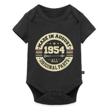 August 1954 Geburtstagsgeschenk August 1954 August - Baby Premium Kurzarmbody - Schwarz - Vorne