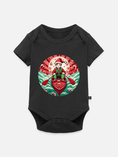 Weihnachtself Kajakfahren - Baby Premium Kurzarmbody - Schwarz