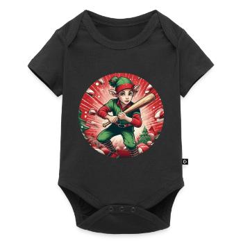 Weihnachtself-baseball - Baby Premium Kurzarmbody - Schwarz - Vorne
