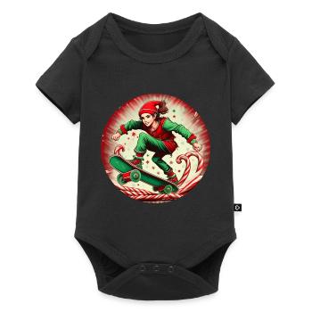 Weihnachtself Skateboarding - Baby Premium Kurzarmbody - Schwarz - Vorne
