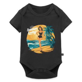 Retro Summer Loving Beach Vibes für einen - Baby Premium Kurzarmbody - Schwarz - Vorne