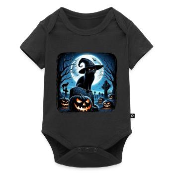 Joyeux Halloween, chat effrayé - Body à manches courtes Premium Bébé - noir - Devant