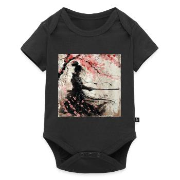 Japanese, Samurai, Cherry Blossom, Art, Ukiyo-E - Baby Premium short-sleeve bodysuit - black - Front