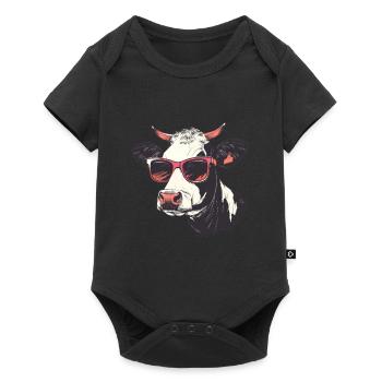Lunettes de soleil vache - Body à manches courtes Premium Bébé - noir - Devant