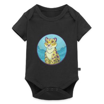 léopard des neiges mignon kawaii dessin animé clipart animal - Body à manches courtes Premium Bébé - noir - Devant