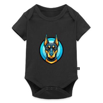 German Pinscher Dog Colorful Kawaii Cartoon Animal - Baby Premium short-sleeve bodysuit - black - Front