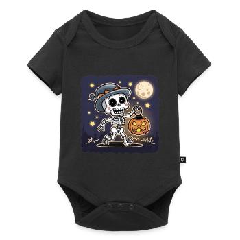 Cute Skeleton with Pumpkin Lantern Halloween - Baby Premium short-sleeve bodysuit - black - Front