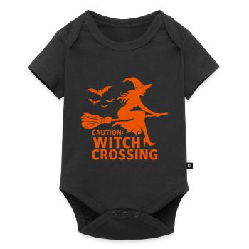 Halloween Witch Broom Caution Witch Crossing - Baby Premium short-sleeve bodysuit - black - Front