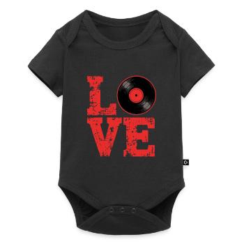 Disque vinyle Love Lettering Amateur de vinyle - Body à manches courtes Premium Bébé - noir - Devant