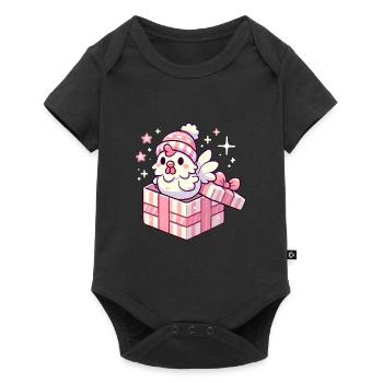 Coffret cadeau joyeux coq en chapeau d’hiver - Body à manches courtes Premium Bébé - noir - Devant