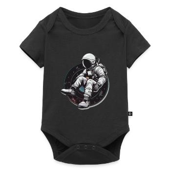 astronaute disque vinyle musique vinyle - Body à manches courtes Premium Bébé - noir - Devant