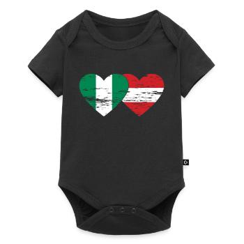 Nigeria Austria Flag Heart used - Baby Premium short-sleeve bodysuit - black - Front