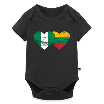 Drapeau Nigeria Lituanie coeur utilisé - Body à manches courtes Premium Bébé - noir - Devant