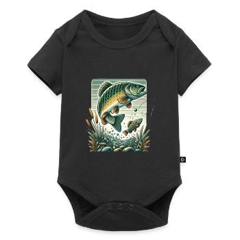 Graphique d’aventure de pêche vintage - Body à manches courtes Premium Bébé - noir - Devant