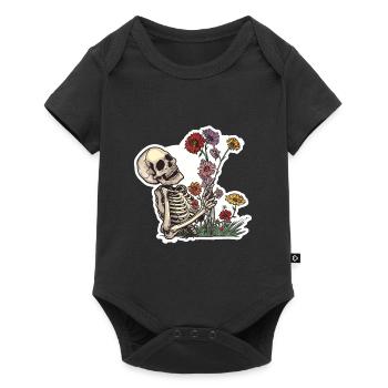 Plant Lover Skeleton Flowers - Baby Premium short-sleeve bodysuit - black - Front