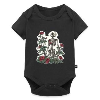 Plant Lover Skeleton Flowers - Baby Premium short-sleeve bodysuit - black - Front