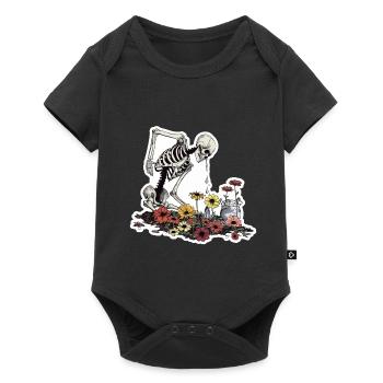 Plant Lover Skeleton Flowers - Baby Premium short-sleeve bodysuit - black - Front