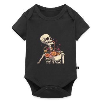Plant Lover Skeleton Flowers - Baby Premium short-sleeve bodysuit - black - Front