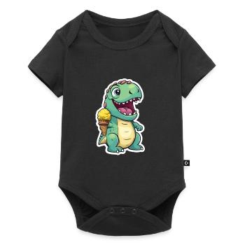 Dino eats cream - Baby Premium short-sleeve bodysuit - black - Front