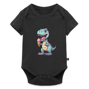 Dino mange de la glace - Body à manches courtes Premium Bébé - noir - Devant