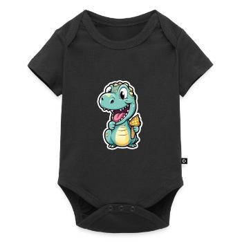 Dino eats cream - Baby Premium short-sleeve bodysuit - black - Front