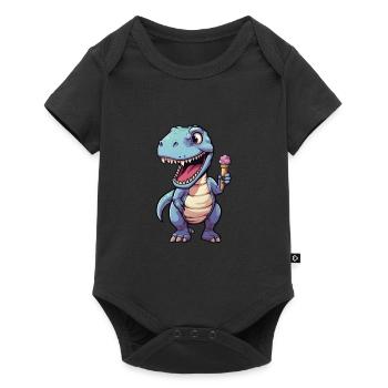 Dino eats cream - Baby Premium short-sleeve bodysuit - black - Front