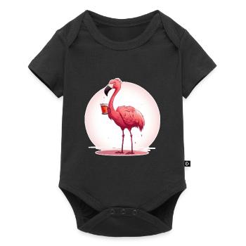 Flamingo drinks coffee - Baby Premium short-sleeve bodysuit - black - Front