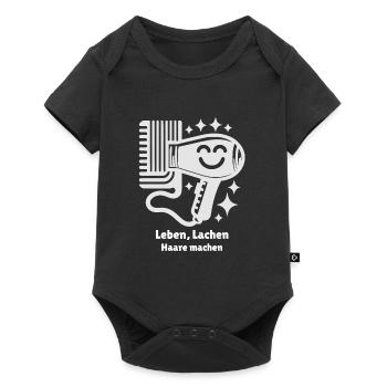 Leben Lachen Haare machen witziger Friseur Spruch - Baby Premium Kurzarmbody - Schwarz - Vorne