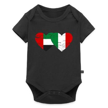 Émirats arabes unis Italie Drapeau Coeur - Body à manches courtes Premium Bébé - noir - Devant
