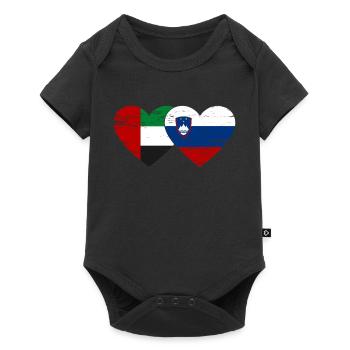 United Arab Emirates Slovenia Flag Heart - Baby Premium short-sleeve bodysuit - black - Front