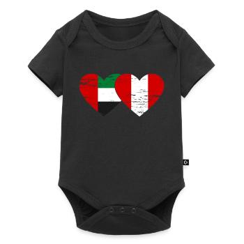 Émirats arabes unis Pérou Drapeau coeur utilisé - Body à manches courtes Premium Bébé - noir - Devant