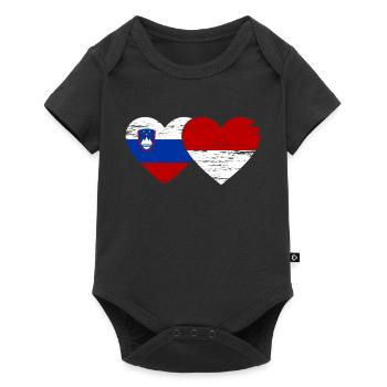 Slovenia Indonesia Flag Heart used - Baby Premium short-sleeve bodysuit - black - Front