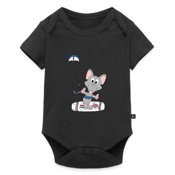 KITESURFEN - RATTE - WASSERRATTE - KITE - KITEN - Baby Premium Kurzarmbody - Schwarz - Vorne