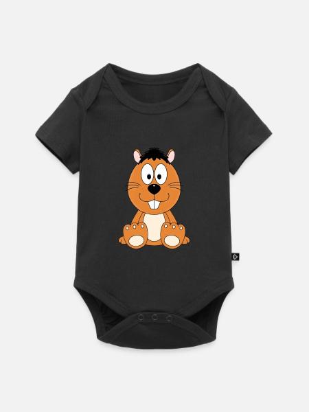 BIBER - OTTER - TIER - TIERE - Baby Premium Kurzarmbody - Schwarz