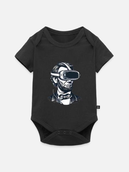 Lincoln im VR-Headset Retro-Design - Baby Premium Kurzarmbody - Schwarz