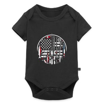 Fishing Rod American Flag Design - Baby Premium short-sleeve bodysuit - black - Front