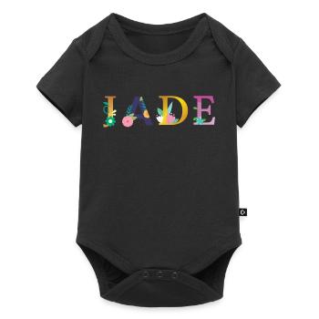 Nom JADE décoré de fleurs - Body à manches courtes Premium Bébé - noir - Devant