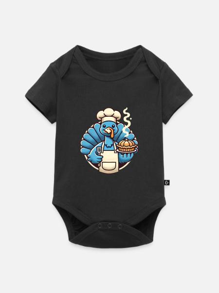Chef Truthahn serviert Kürbiskuchen - Baby Premium Kurzarmbody - Schwarz