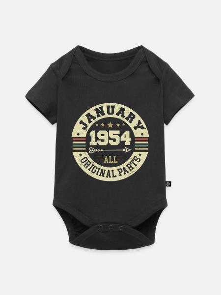 January 1954 - Geburtstag im Januar 1954 - Baby Premium Kurzarmbody - Schwarz