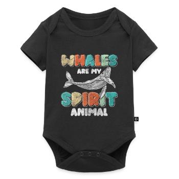 Whales Ocean Animal Diver - Baby Premium short-sleeve bodysuit - black - Front