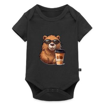Capibara boit du café - Body à manches courtes Premium Bébé - noir - Devant