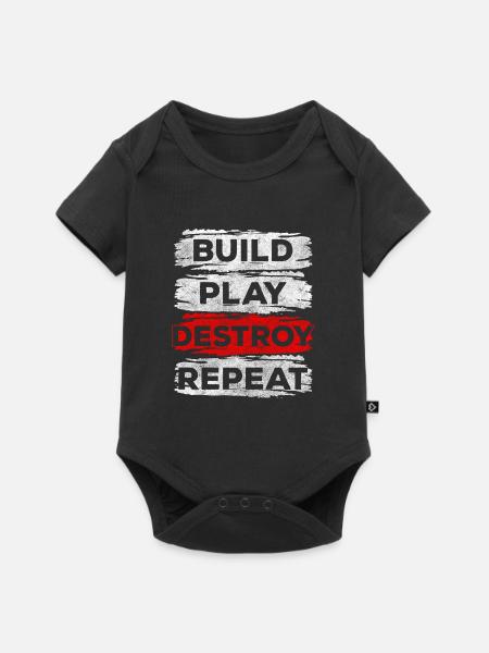 Bausteine Kinder Welt - Baby Premium Kurzarmbody - Schwarz