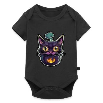 Chat Chaudron Chat Sorcière Halloween - Body à manches courtes Premium Bébé - noir - Devant