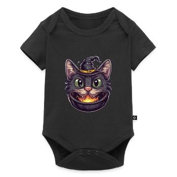 Chat Chaudron Chat Sorcière Halloween - Body à manches courtes Premium Bébé - noir - Devant