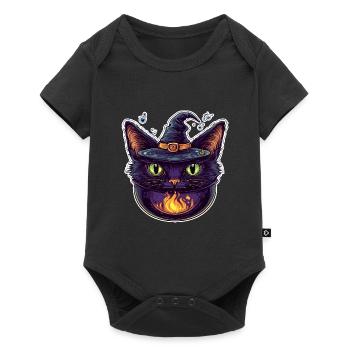 Chat Chaudron Chat Sorcière Halloween - Body à manches courtes Premium Bébé - noir - Devant