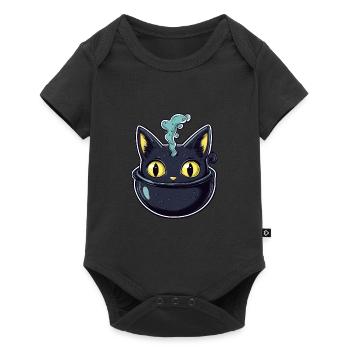 Chat Chaudron Chat Sorcière Halloween - Body à manches courtes Premium Bébé - noir - Devant