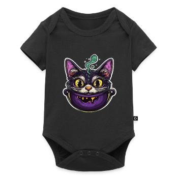 Chat Chaudron Chat Sorcière Halloween - Body à manches courtes Premium Bébé - noir - Devant