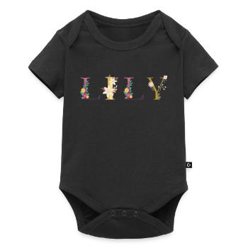 Nom de LILY décoré de fleurs - Body à manches courtes Premium Bébé - noir - Devant