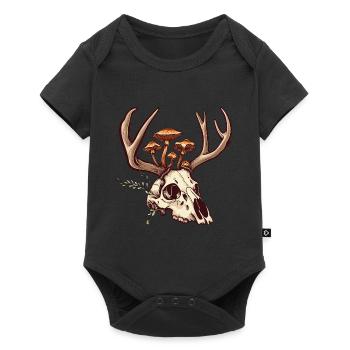 Skull Mushrooms Nature Motif - Baby Premium short-sleeve bodysuit - black - Front