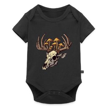 Skull Mushrooms Nature Motif - Baby Premium short-sleeve bodysuit - black - Front